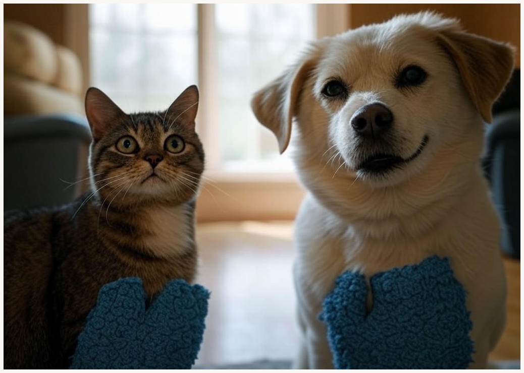 고양이 강아지 털제거 브러쉬 장갑 - 이미지 1