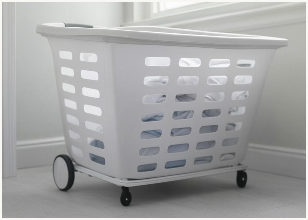 바퀴달린 접이식 빨래바구니 이동식 틈새 세탁바구니, 화이트, 1개