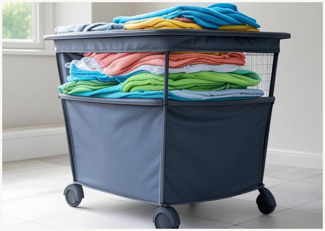 코멧 홈 이동식 트롤리 멀티 빨래바구니 3단